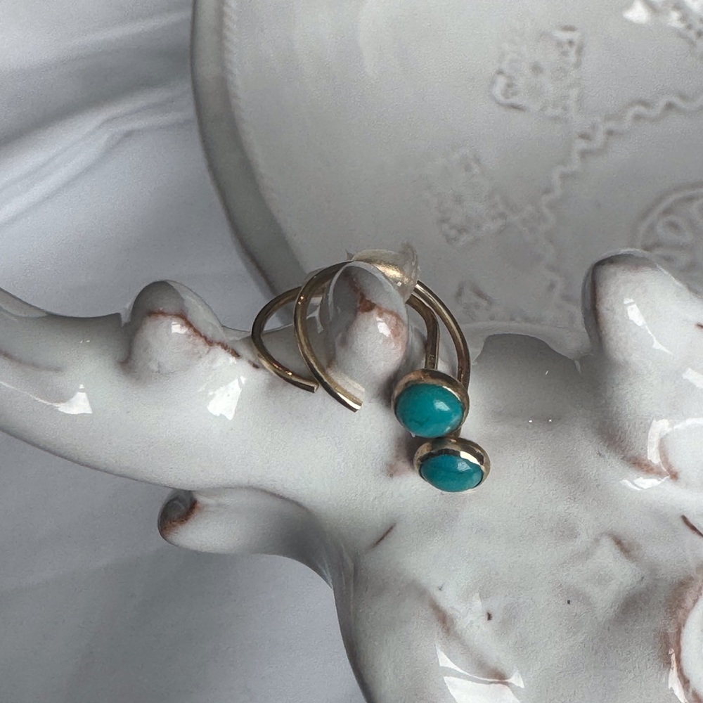 14KYG Turquoise Huggie Open Huggie Earrings